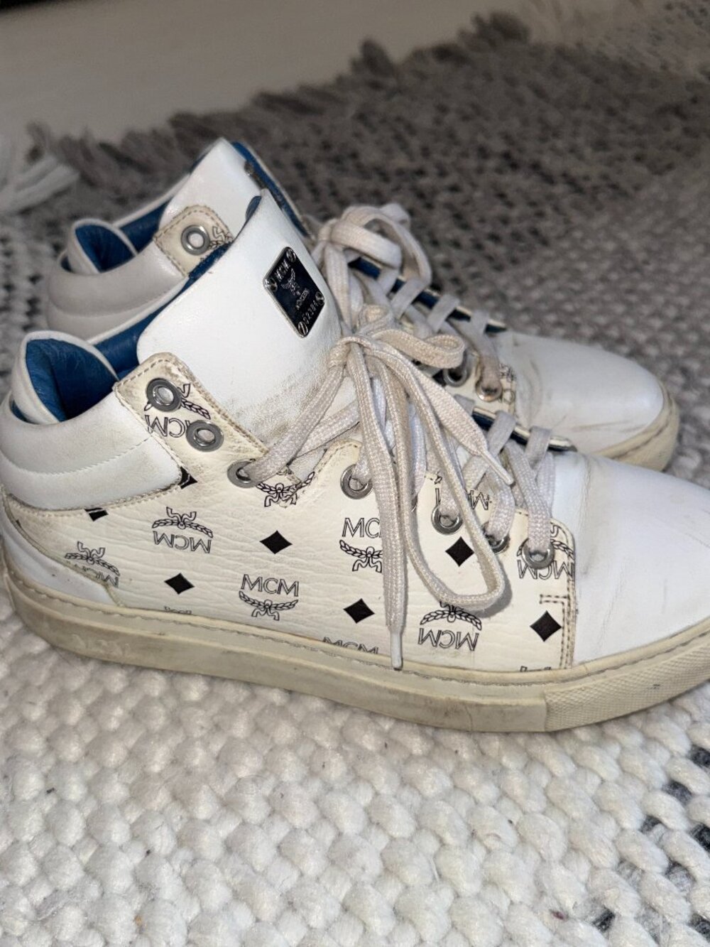 MCM Carryover Mid Visetos Pebbled Leather Sneakers